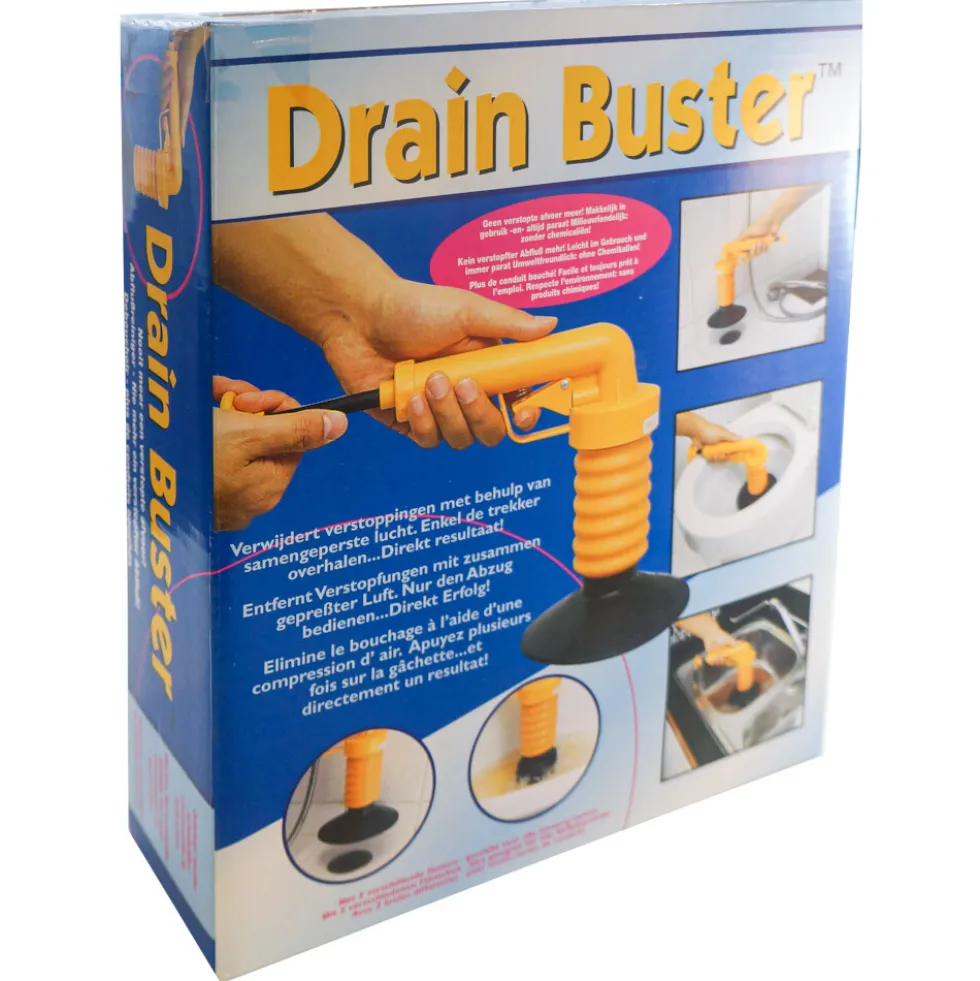 Abflussreiniger „Drain Buster“ mit integrierter Pumpe und zwei Aufsätzen B-Ware