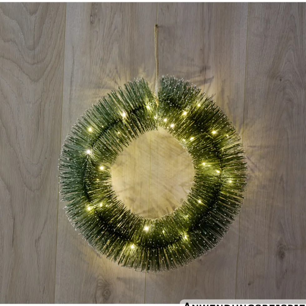 Adventskranz Ø 40 cm batteriebetrieben aus Kunststoff mit LEDs und Timer