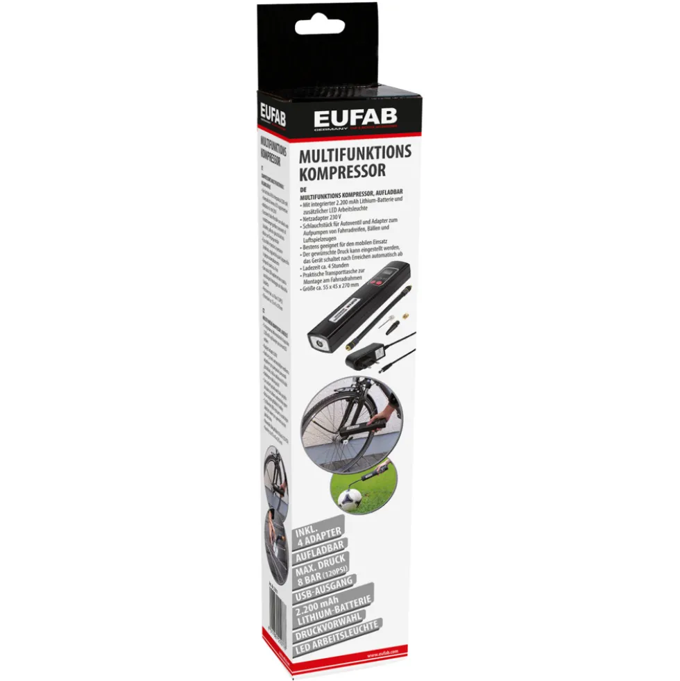 Akku-Kompressor 2200 mAh mit Powerbank und Aufsätzen