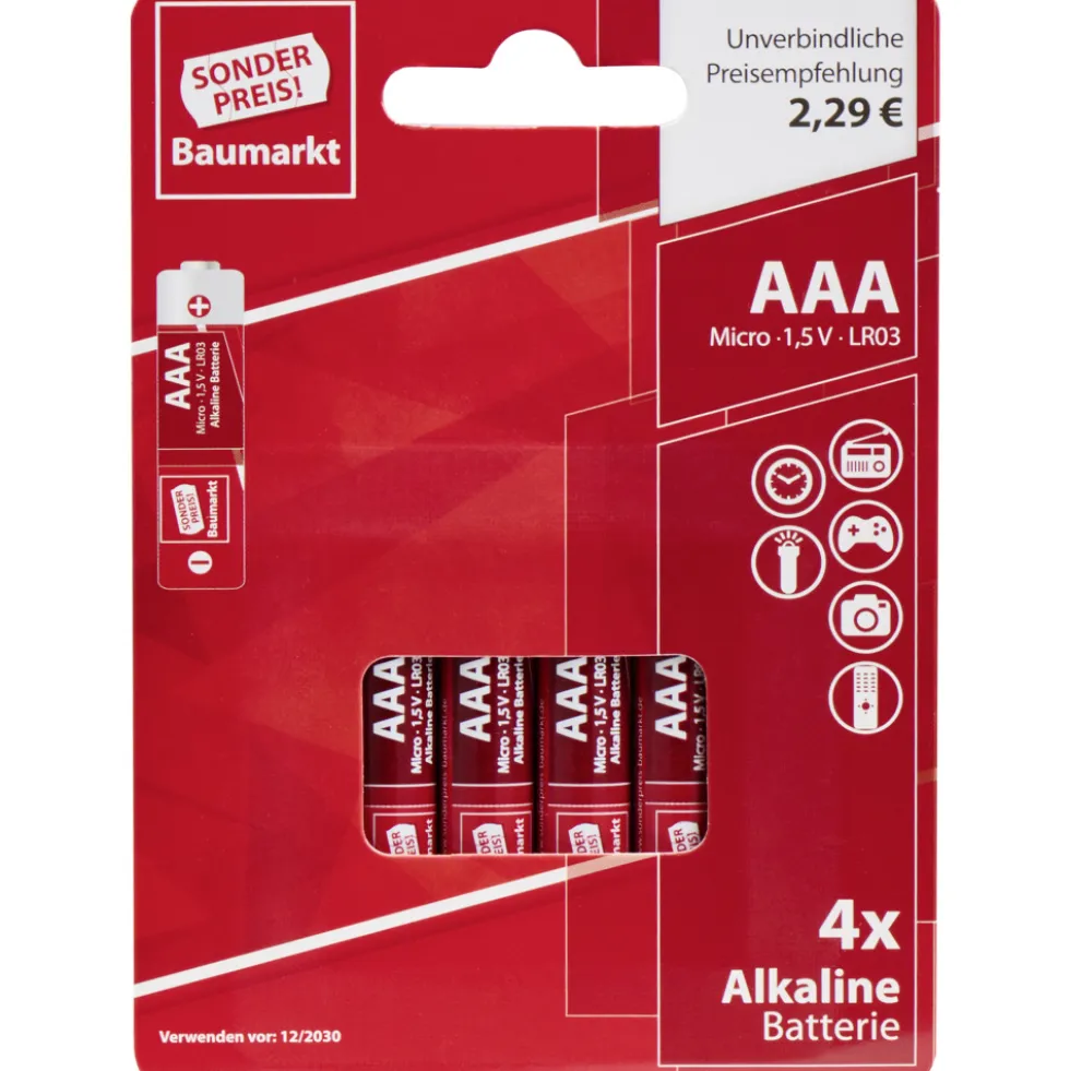 Alkaline-Batterien 4 Stück LR 03 AAA