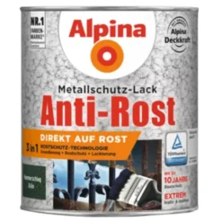 Alpina Metallschutz-Lack Grün 750 ml RAL 6036 Hammerschlag