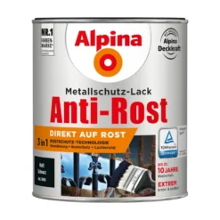 Alpina Metallschutzlack Schwarz matt 750 ml RAL 9005