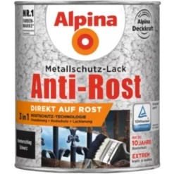 Alpina Metallschutz-Lack Schwarz 750 ml RAL 9005 Hammerschlag