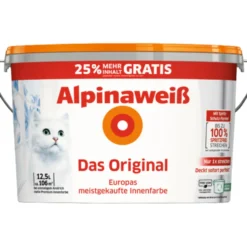 Alpinaweiß Wandfarbe 10 Liter + 2,5 Liter gratis
