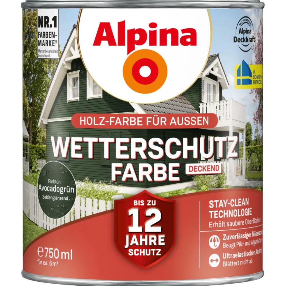 Alpina Wetterschutzfarbe Avocadogrün 750 ml deckend