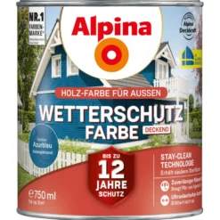 Alpina Wetterschutzfarbe Azurblau 750 ml deckend
