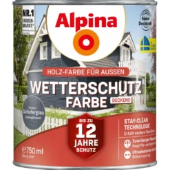 Alpina Wetterschutzfarbe Schiefergrau 750 ml