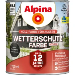 Alpina Wetterschutzfarbe Schwarz 750 ml deckend