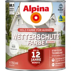 Alpina Wetterschutzfarbe Weiß 750 ml deckend