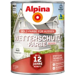 Alpina Wetterschutzfarbe weiß 2,5 Liter deckend