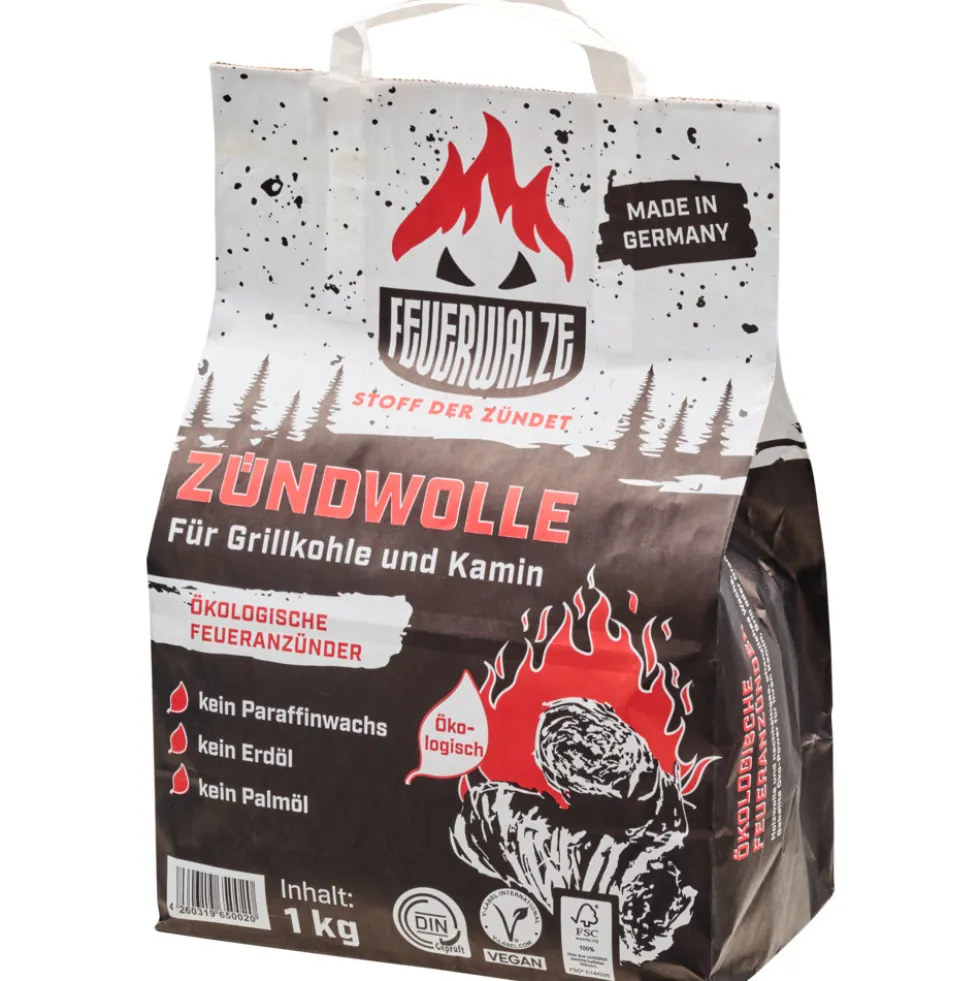 Anzündwolle Öko 1 kg in der Papiertüte