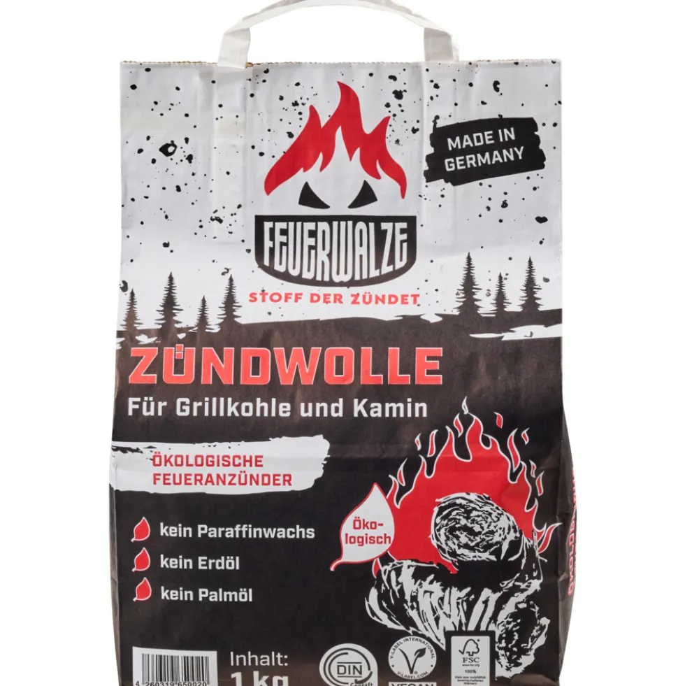 Anzündwolle Öko 1 kg in der Papiertüte