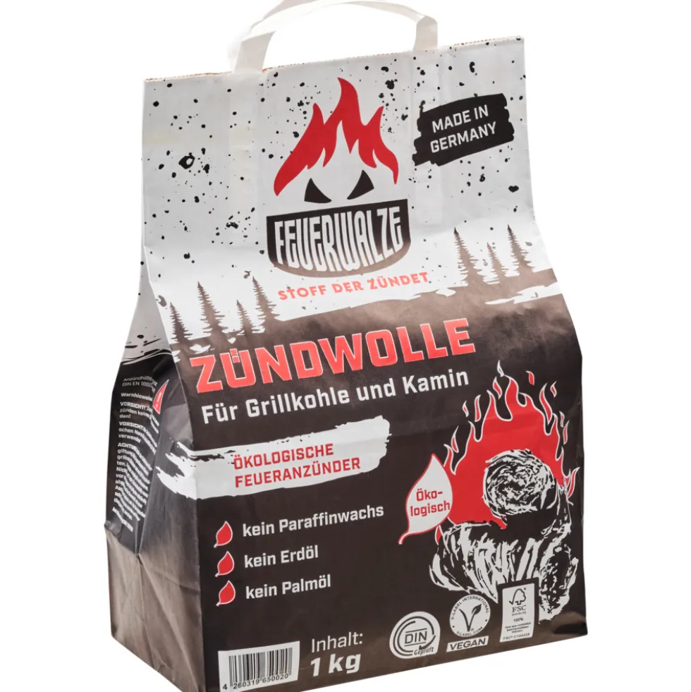 Anzündwolle Öko 1 kg in der Papiertüte