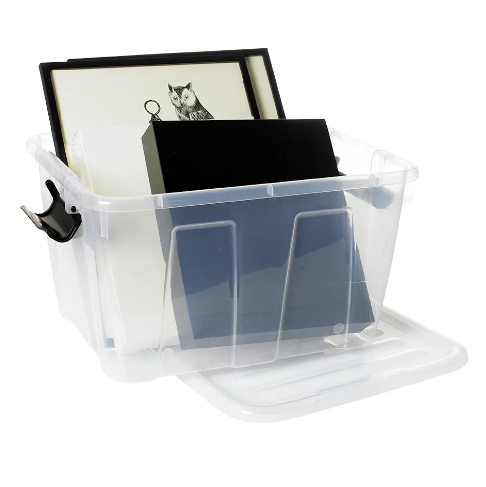 Aufbewahrungsbox 30 Liter mit Deckel, Grau-Transluzent