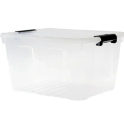 Aufbewahrungsbox 30 Liter mit Deckel, Grau-Transluzent