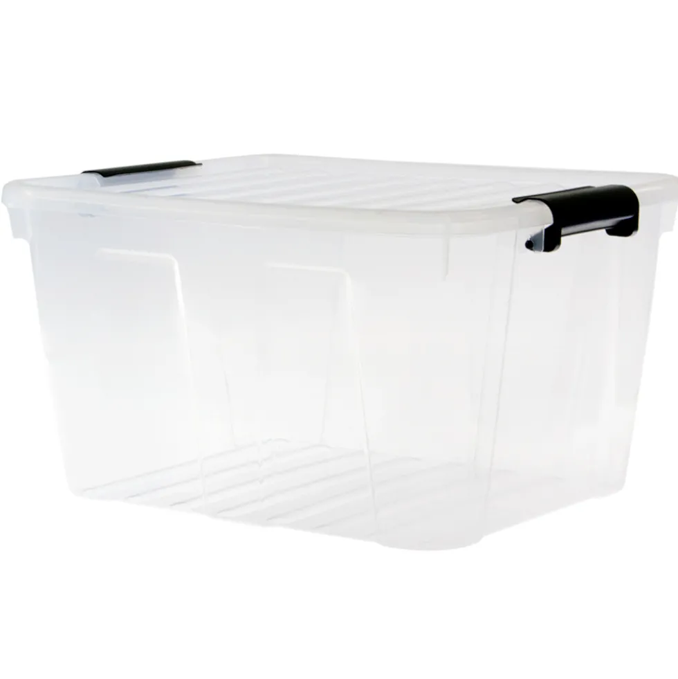 Aufbewahrungsbox 30 Liter mit Deckel, Grau-Transluzent