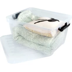 Aufbewahrungsbox 30 Liter mit Deckel, Grau-Transluzent