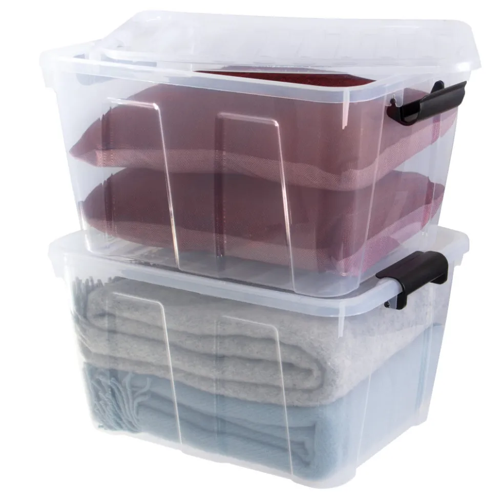 Aufbewahrungsbox 30 Liter mit Deckel, Grau-Transluzent