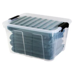 Aufbewahrungsbox 30 Liter mit Deckel, Grau-Transluzent