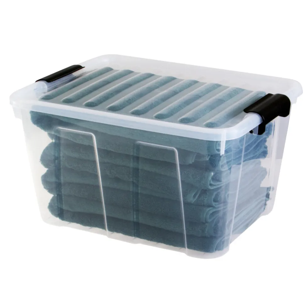 Aufbewahrungsbox 30 Liter mit Deckel, Grau-Transluzent