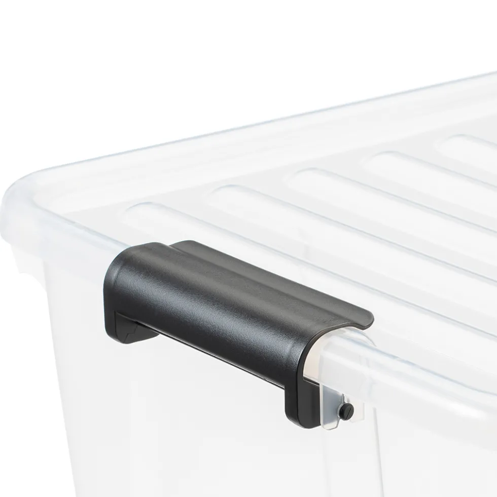 Aufbewahrungsbox 30 Liter mit Deckel, Grau-Transluzent