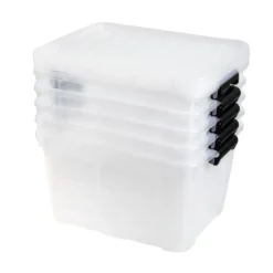 Aufbewahrungsbox 30 Liter mit Deckel, Grau-Transluzent