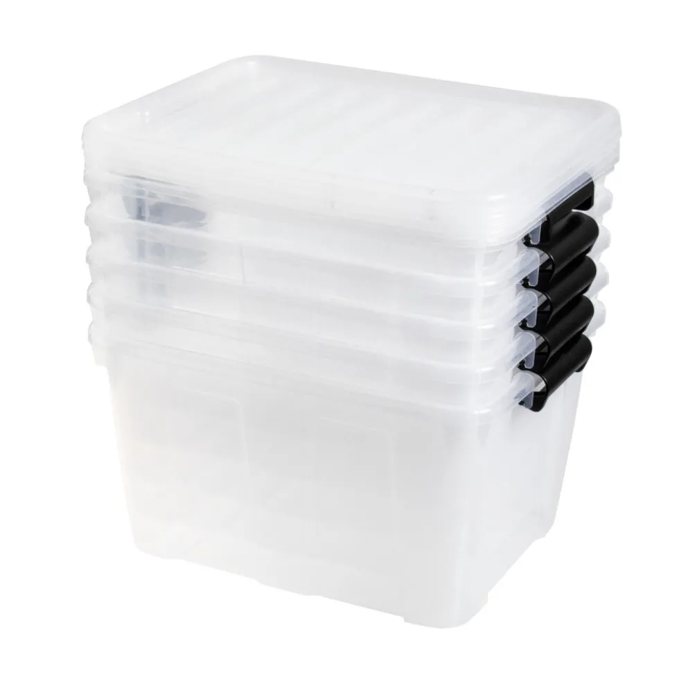 Aufbewahrungsbox 30 Liter mit Deckel, Grau-Transluzent