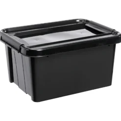 Aufbewahrungsbox 32 Liter mit Deckel und QR-Code Etikett, farbig sortiert