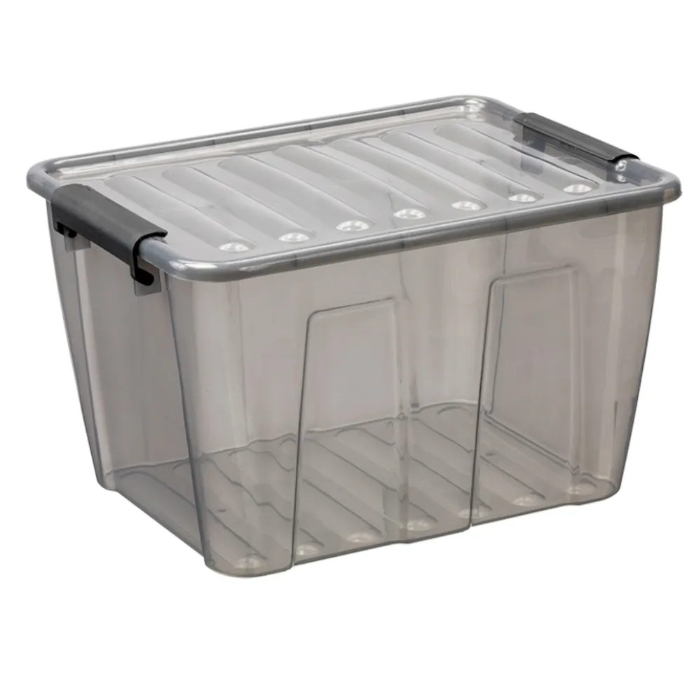 Aufbewahrungsbox 15 Liter mit Deckel, Grau-Transluzent