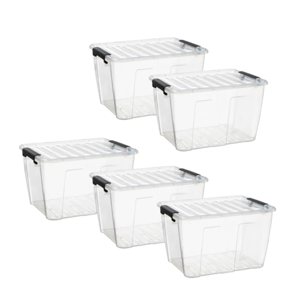Aufbewahrungsbox 15 Liter mit Deckel, Grau-Transluzent