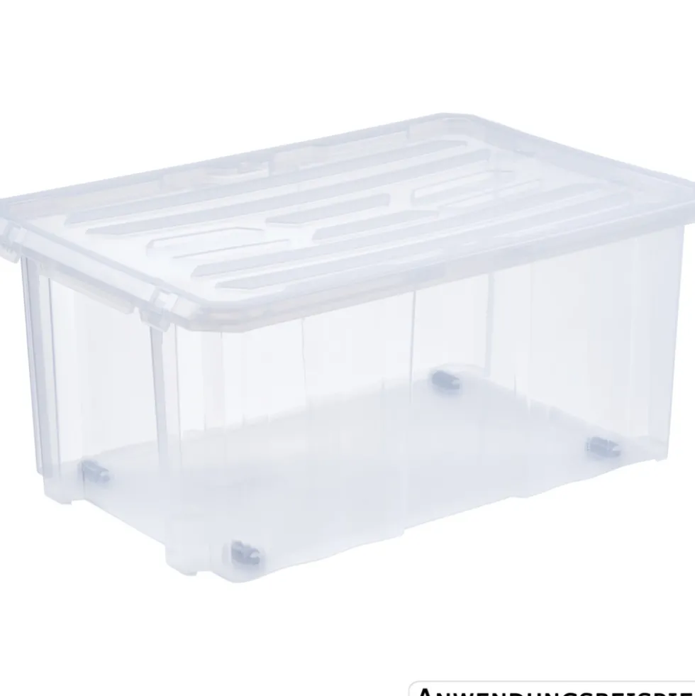 Aufbewahrungsbox mit Rollen 45 Liter, transparent