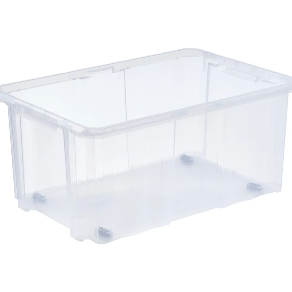 Aufbewahrungsbox mit Rollen 45 Liter, transparent