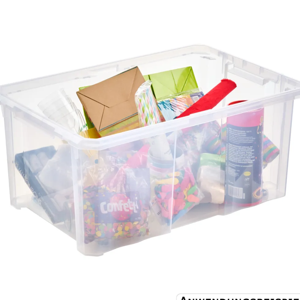 Aufbewahrungsbox mit Rollen 45 Liter, transparent