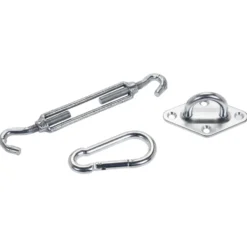 Aufhänge-Set 3-teilig für Sonnensegel in Silber aus verzinktem Eisen