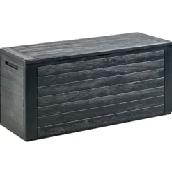 Auflagenbox Woodebox 280 Liter aus Kunststoff, anthrazit mit Holzoptik