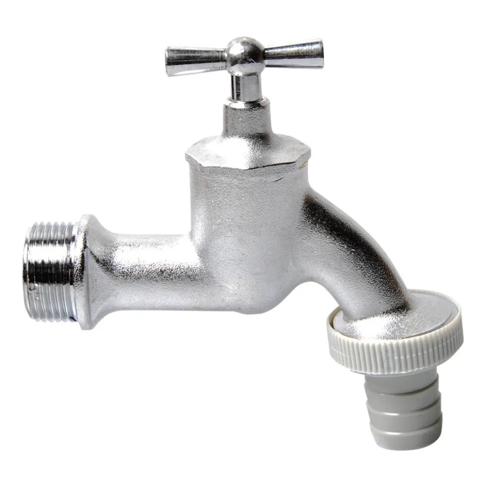 Auslaufventil 3/4" Messing matt verchromt Knebelgriff Wasserhahn