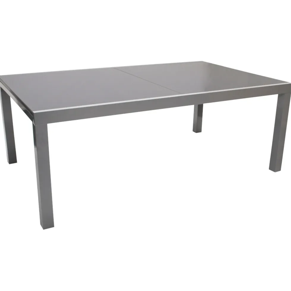 Ausziehtisch rechteckig mit Aluminiumgestell und Glasplatte