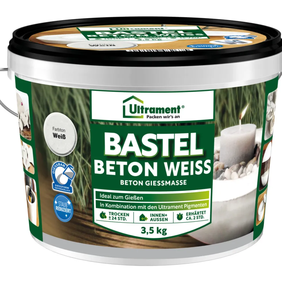 Bastelbeton weiß 3,5 kg pulverförmig im Eimer