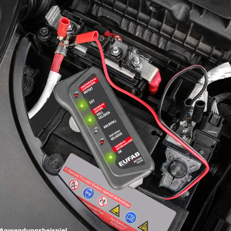 Batterietester 12V mit Batterieklemmen