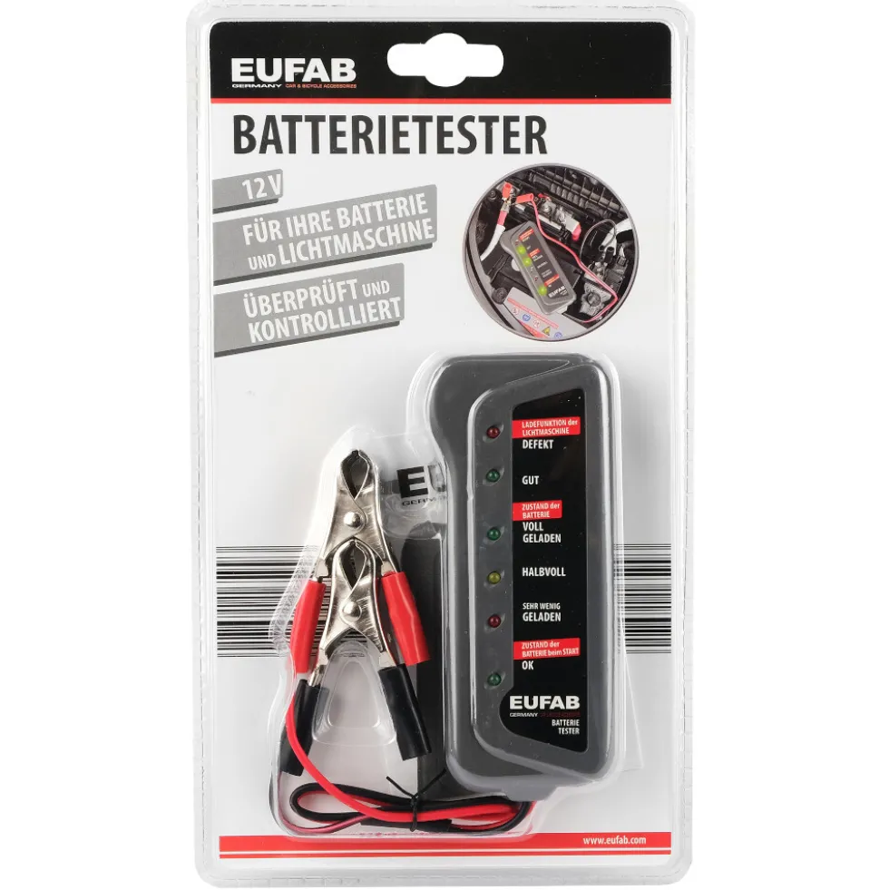 Batterietester 12V mit Batterieklemmen