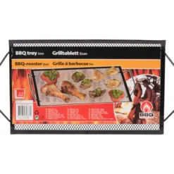BBQ-Grilltablett feinmaschig aus schwarzem Eisen mit Tragegriffen