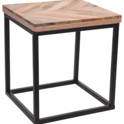 Beistelltisch-Set 3-teilig rechteckig mit Mangoholz-Tischplatte und Rahmen B-Ware