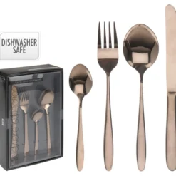 Besteckset 16-teilig aus Edelstahl in Kupferoptik