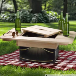 Bierkasten-Holztisch mit Deckel