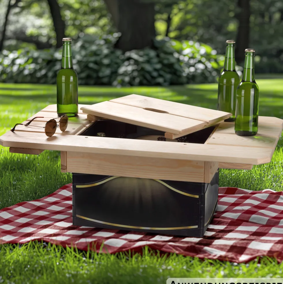 Bierkasten-Holztisch mit Deckel