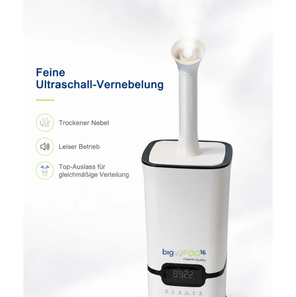 BigFOG16 Ultraschall-Luftkühler mit Luftbefeuchtung, 16 Liter