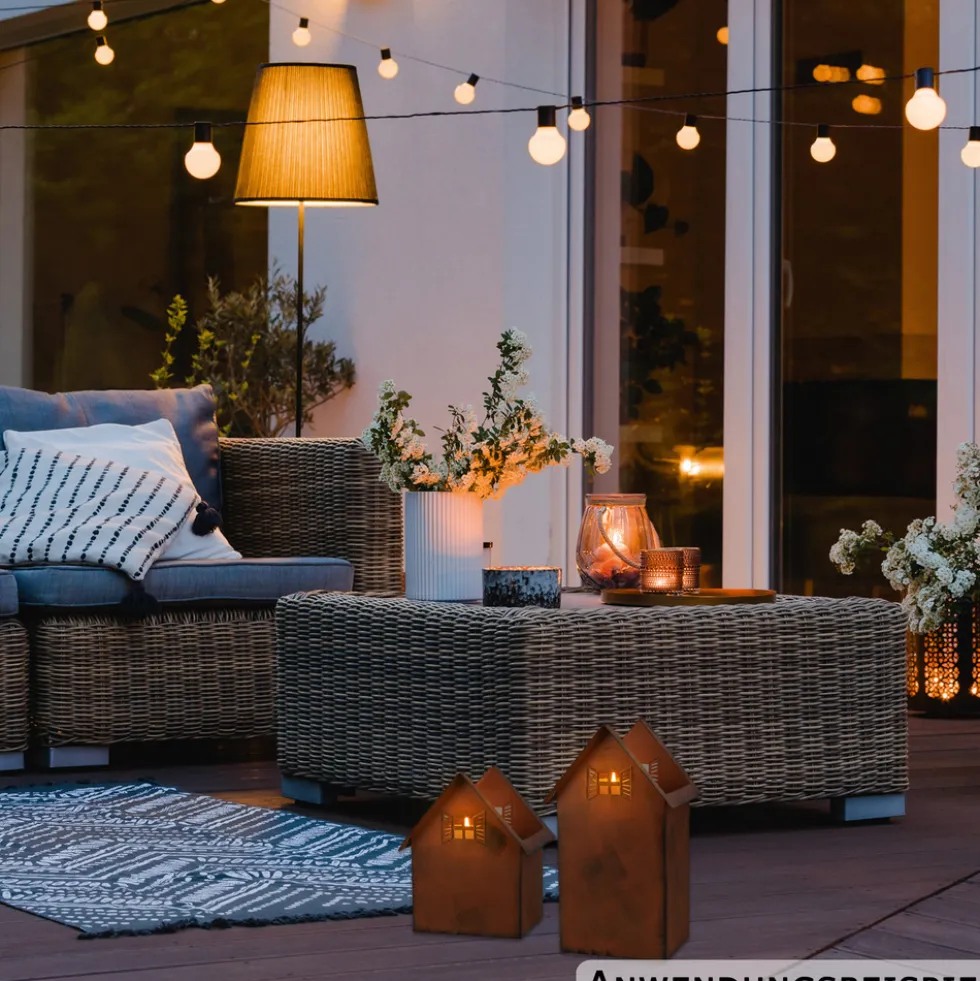 Blumenkübel Windlicht "Haus" 2er-Set Rostoptik