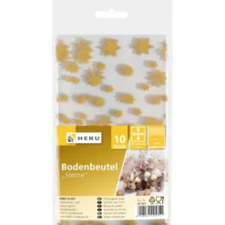 Bodenbeutel mit Bodenfalte 10 Stück 16 x 9,5 x 3,5 cm mit Sternmotiv