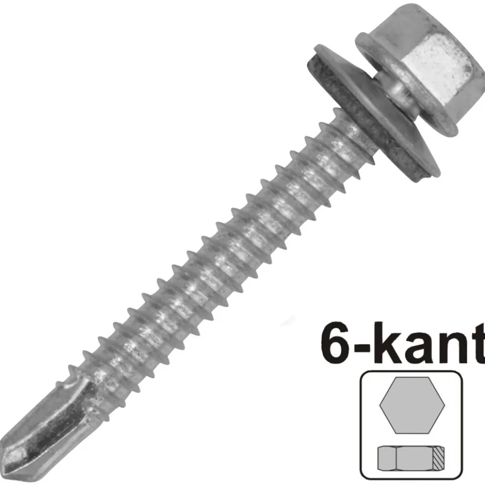 Bohrschraube mit Dichtscheibe 4,8x25mm verz. DIN 7504 K