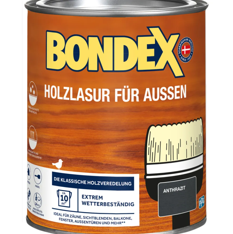 BONDEX Holzlasur für Aussen anthrazit 750 ml